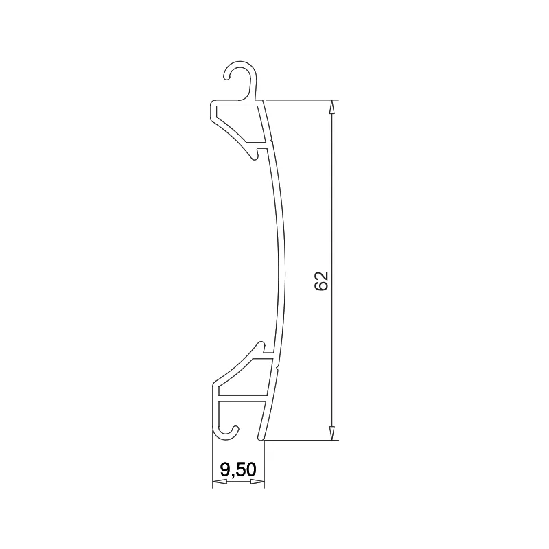 62 mm Alüminyum Tek Duvarlı Lamel (20mm Pencereli)