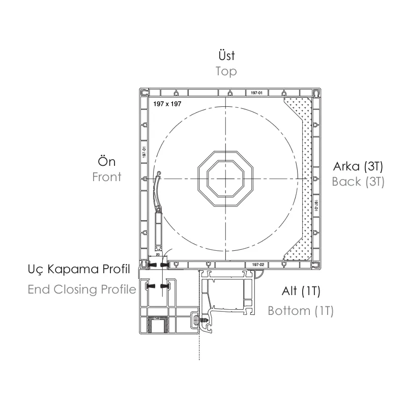 197 x 197 mm PVC Monoblok Kutu Profilleri